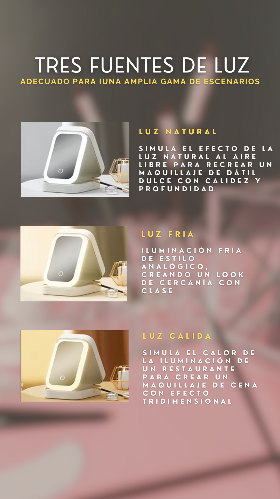 JOYERO CON ESPEJO LED RECARGABLE