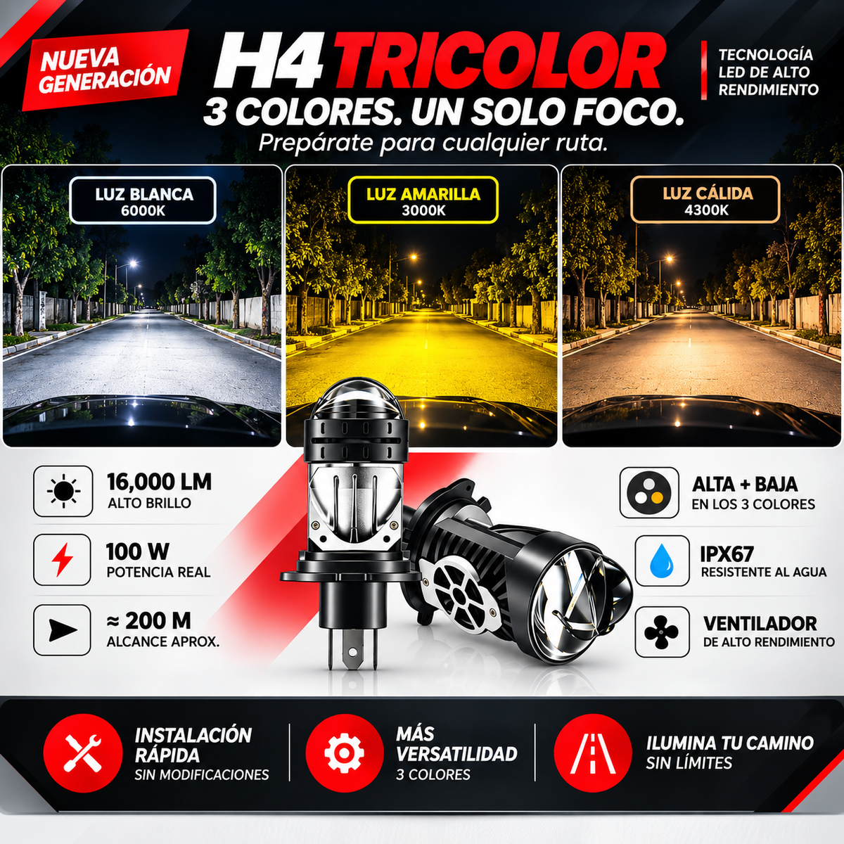 FOCO H4 TRICOLOR