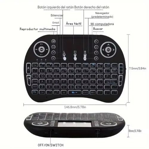 TECLADO PORTATIL RECARGABLE PARA SMART TV