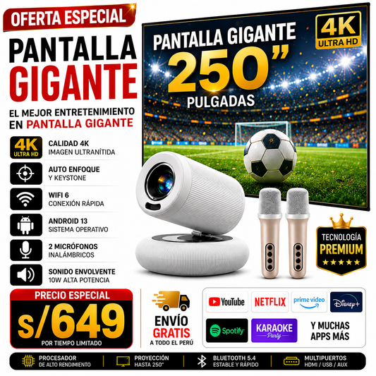 PROYECTOR K8 SMART PORTABLE DE 250 PULGADAS