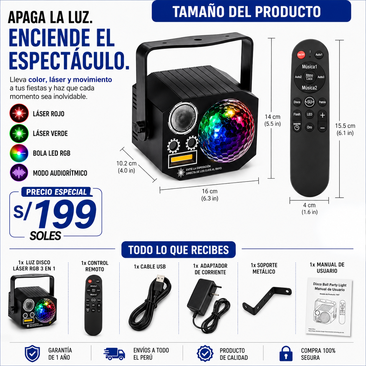 EFECTO LED LASER 3 EN 1