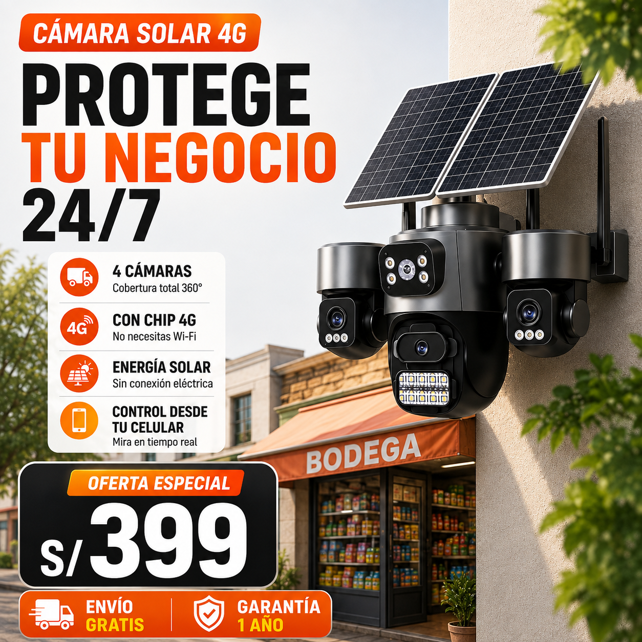 CAMARA SOLAR DE 4 LENTES