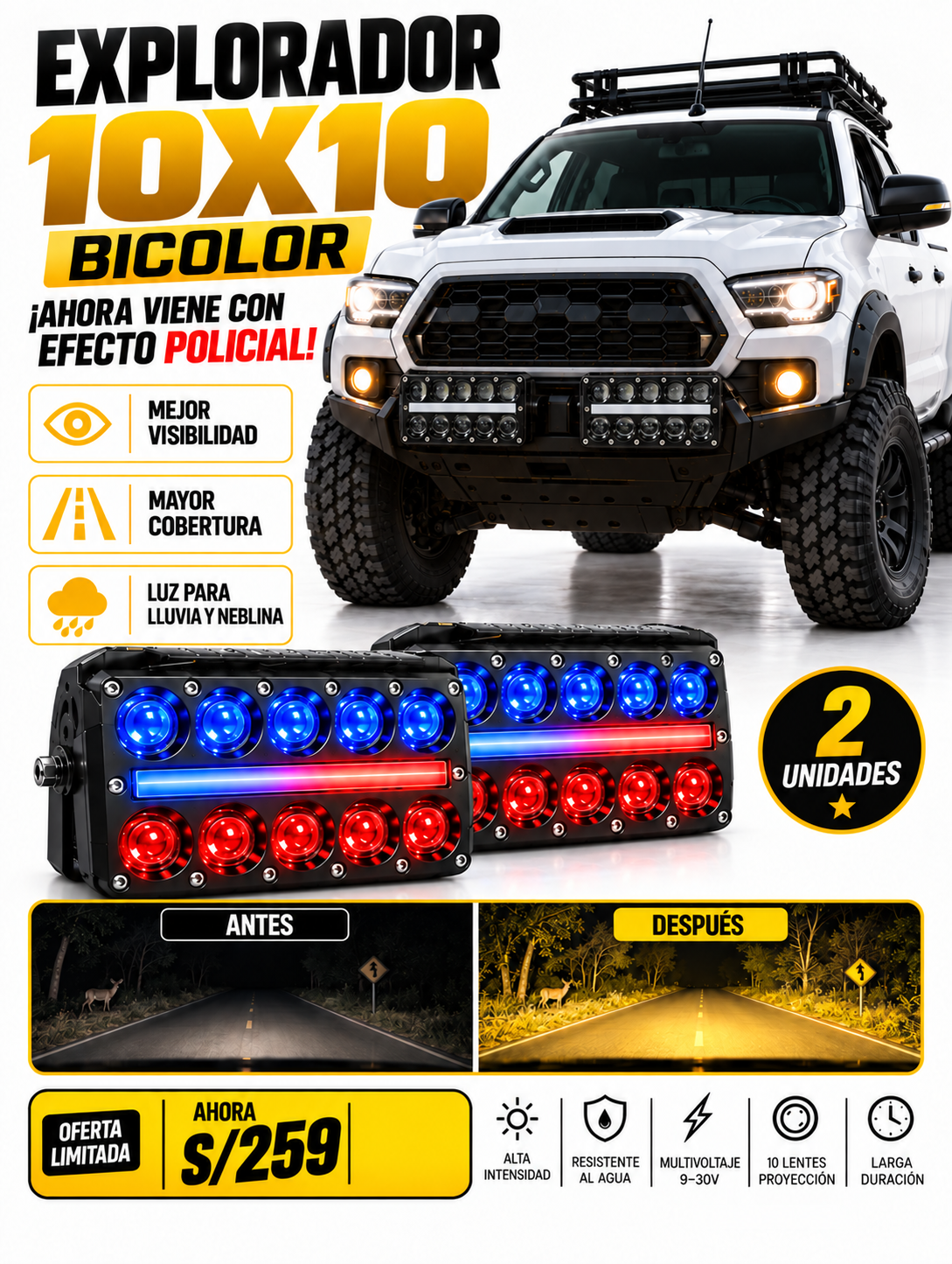 EXPLORADORA DUAL DE 10 LUPAS CON RGB