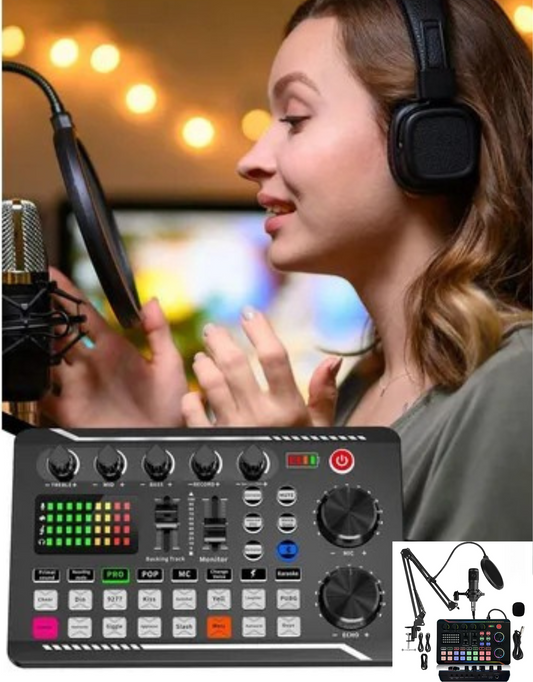 KIT DE CONSOLA PARA PODCAST f998 PROFESIONAL CON 16 EFECTOS DE SONIDO