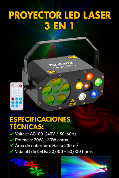 PROYECTOR LED LASER 3 EN 1